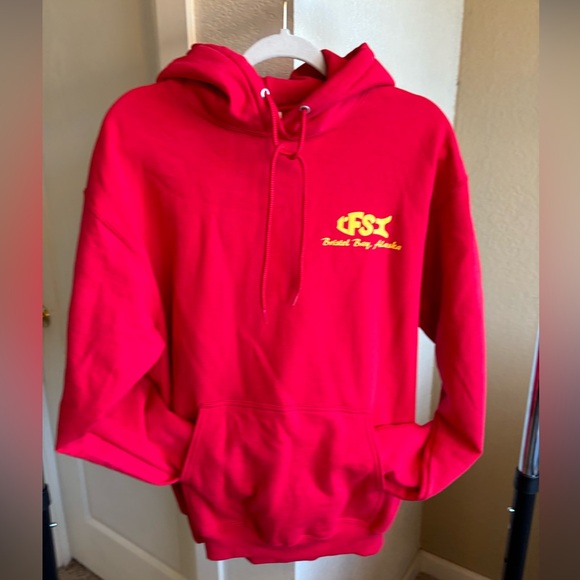 NWOT Men’s / Unisex LSF Red Fishing Hoodie size L Large - Picture 4 of 6